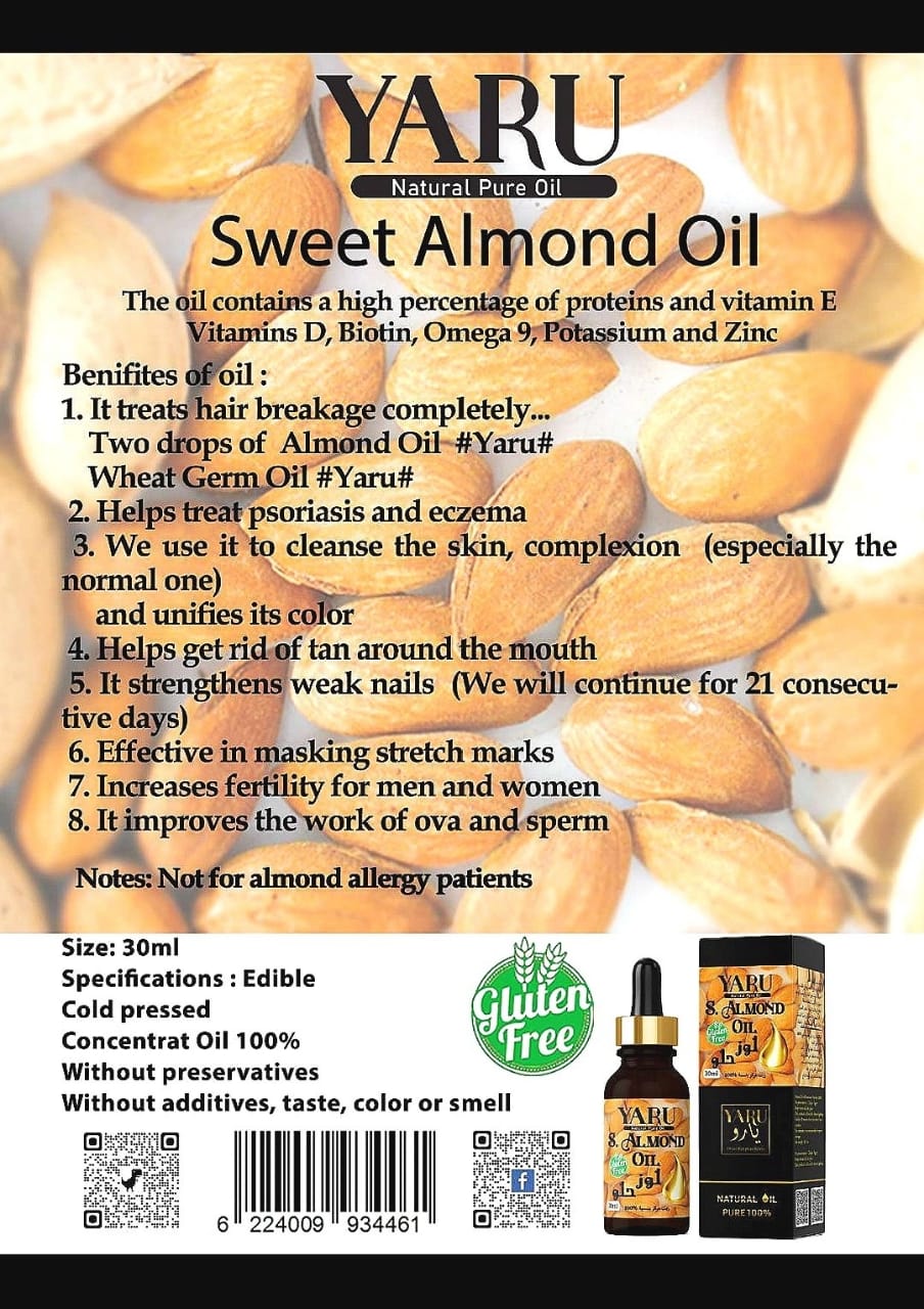 Sweet Almond Oil For Hair, Body & Acne scars 30ml